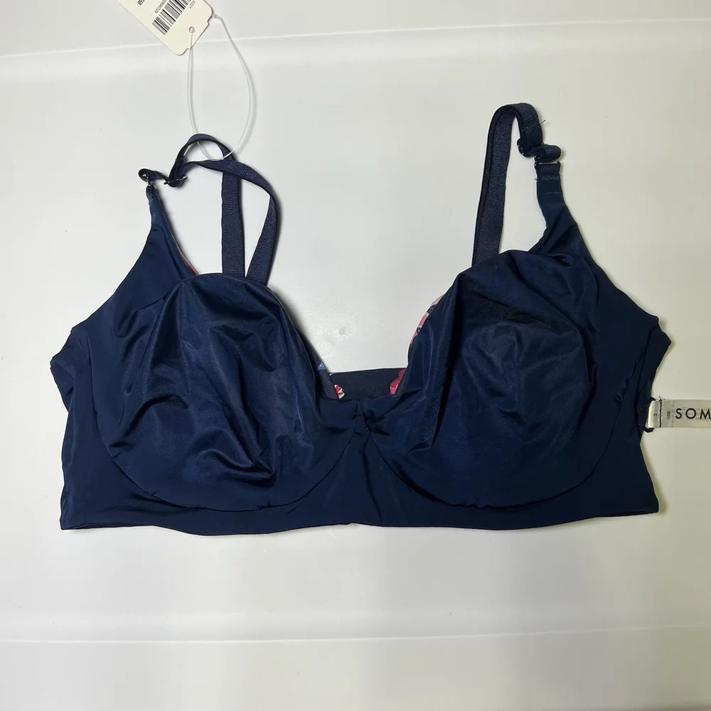 Soma Embraceable Reversible Bralette Fond Floral Mini Navy S Wireless Lounge Bra